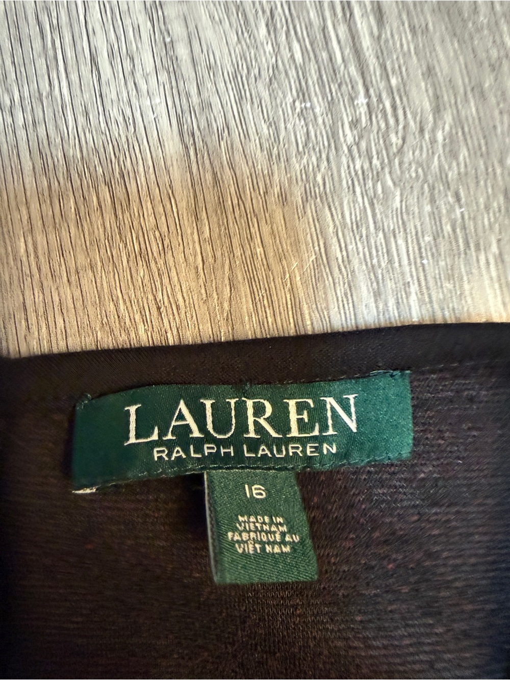 NWT Lauren Ralph Lauren Women’s Dress Size 16 Burgundy Black Colorblock Long Sle - Picture 5 of 13